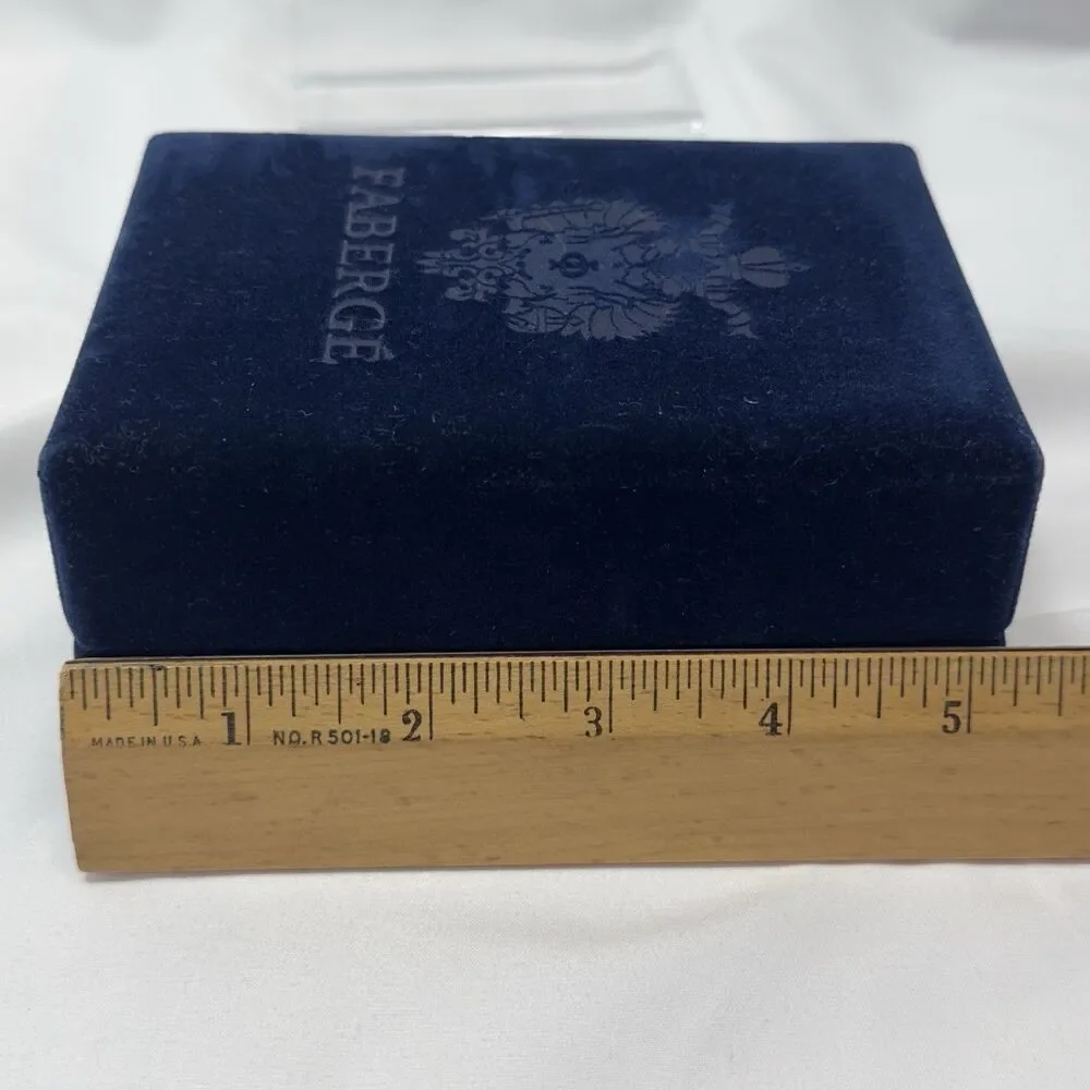 Faberge Blue Velvet  Presentation Box White Satin Lining Gold Brass Hinges